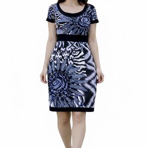Desigual Dress Womens S Mini Sheath Floral Print Abstract Artsy Boho Y2K Indie